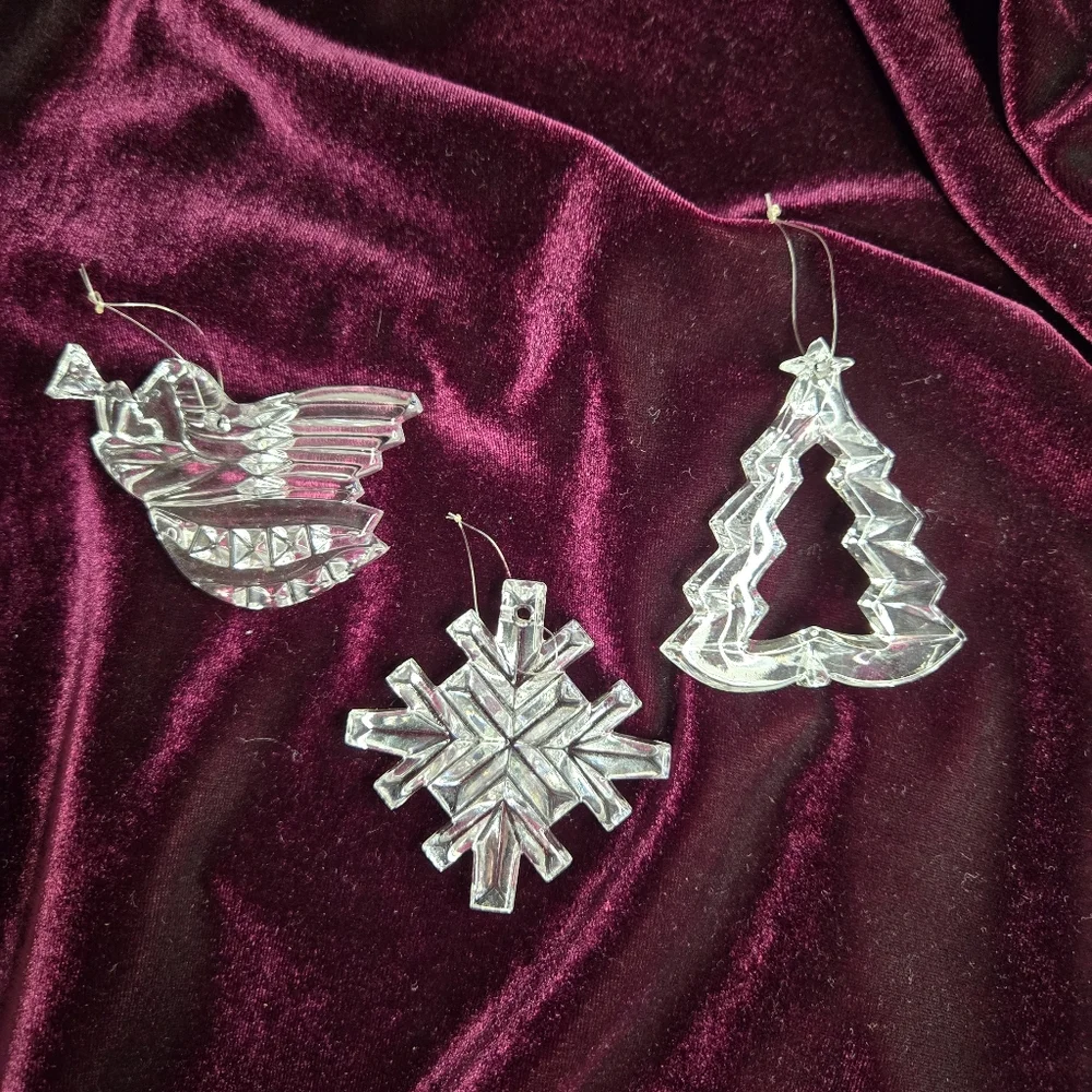 Vintage Gorham Full Lead Crystal Ornaments Angel Snowflake Christmas Tree German